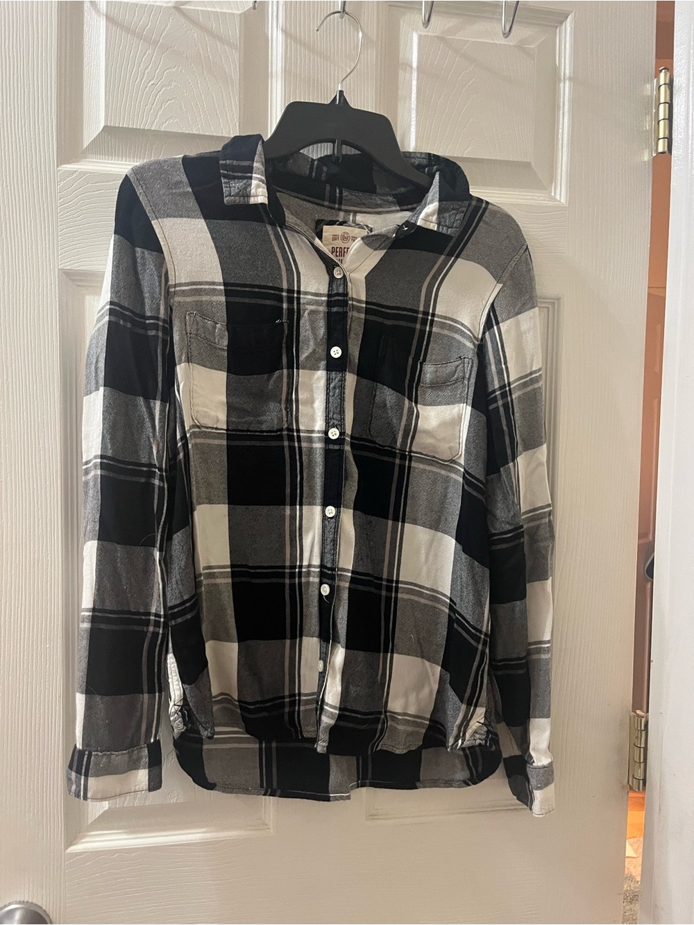 SO Black and White Plaid Button-Down Shirt